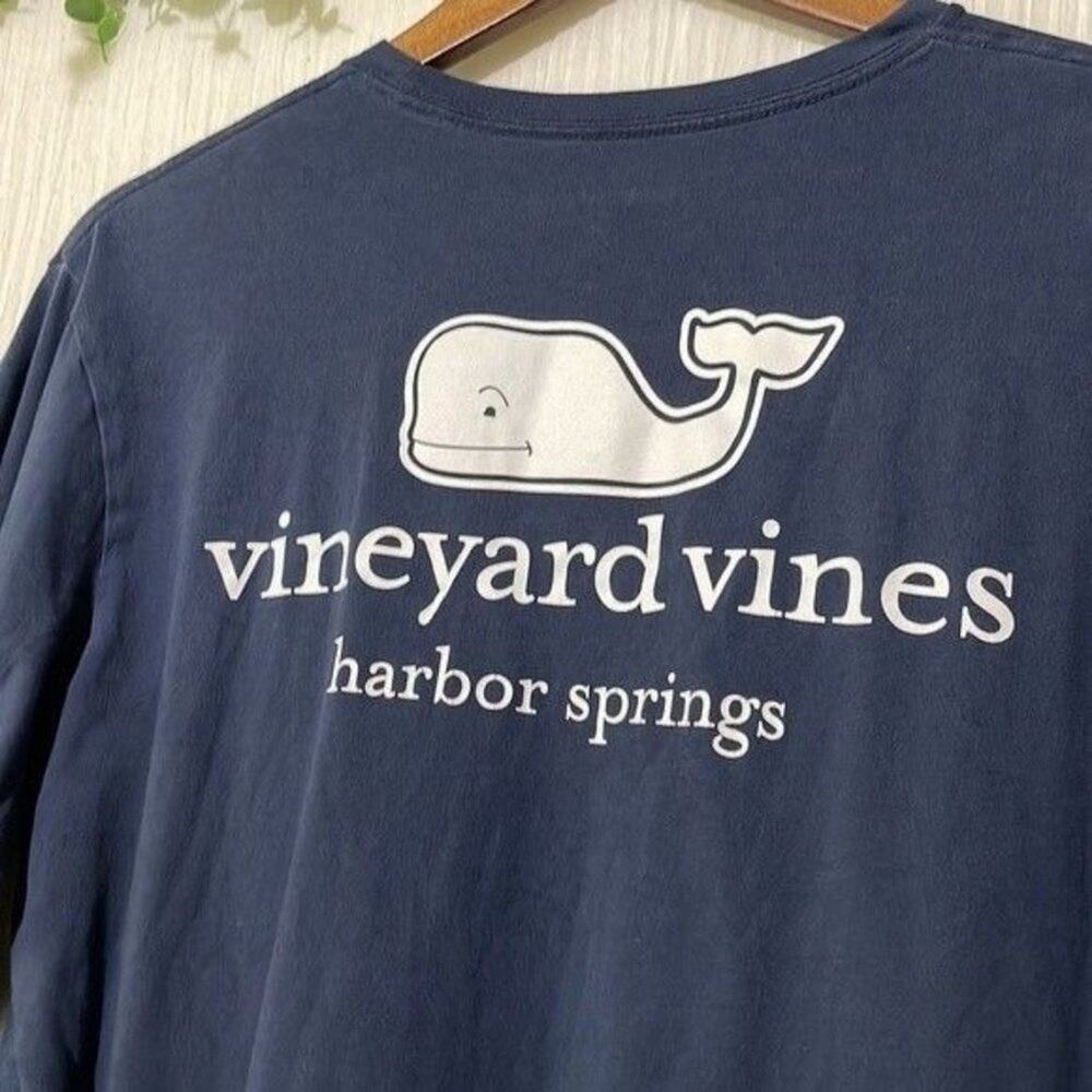 Vineyard Vines Harbor Springs Whale Long Sleeve Pocket Tee Navy Medium - Picture 4 of 6